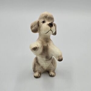 Rare Vtg French Poodle Made in Japan  Ceramic Figurine Posing Sitting Up EUC